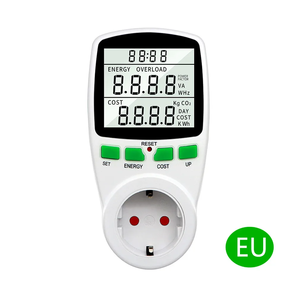Electricity Wattmeter Power Meter Single Socket Kwh Energy Meter EU FR Power Tester Usage Monitors Outlet Power Analyzers