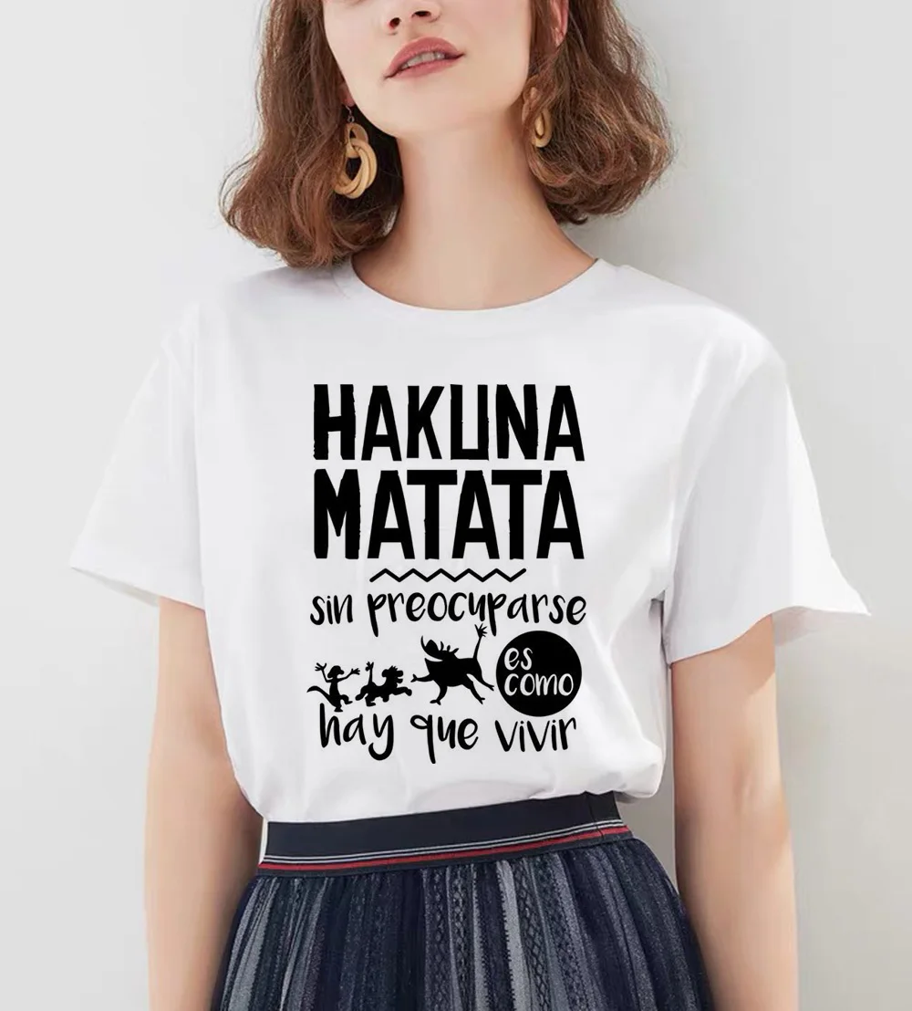 Hakuna Matata рубашка Женская Harajuku Ullzang Винтажная Футболка Kawaii Femme Homme летняя футболка модный топ Женская футболка