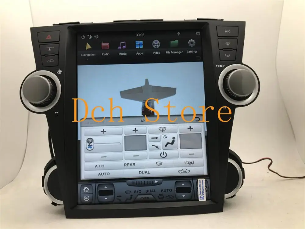 12,1 ''tesla стиль Android 8,1 автомобильный dvd-плеер gps для Toyota Highlander 2008- навигация 4G ram PX6 CARPLAY радио NAVI авто