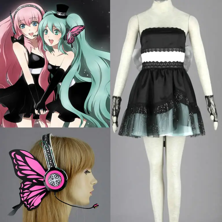 Любительское аниме «VOCALOID восьми поколения женский костюм для косплея Платье черного цвета