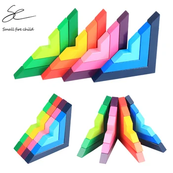 

12PCS Wooden Puzzle Right Angle Puzzle Games Educational Toys For Children Jigsaw Puzzle Wood Developing Toys For Boys Girls