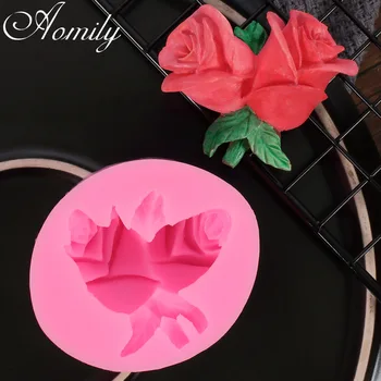 

Aomily Double Rose Flower Patten Cake Silicone Molds Fondant Cake Decorating Tools Jello Chocolate Candy Mold Baking Accessories