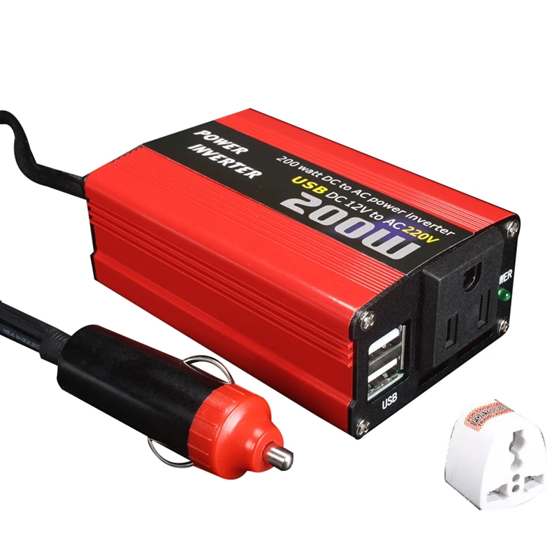 

200W Car Power Inverter Dc 12V To Ac 220V Converter Dual Usb Charger Adapter Car Power Booster