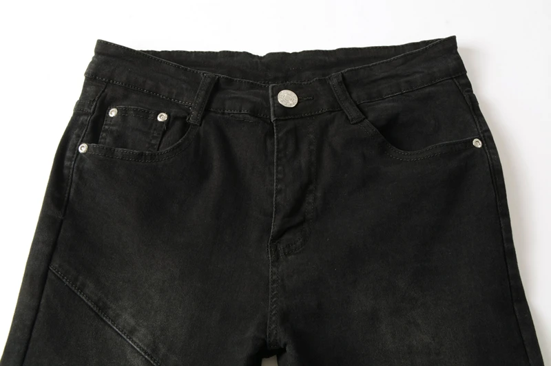 OLOME Men's Sky Blue Rippde Jeans with Zipper Ankle New Desinge Men Stretch Embroidery Casual Skinny Pencil Jean Pants