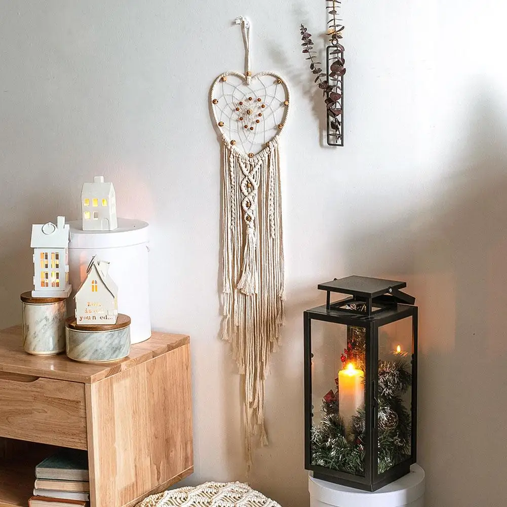 Room Decoration Beautiful Heart Shape Dream Catcher Weave with feathers for Hanging home wall decorations Ornament | Дом и сад