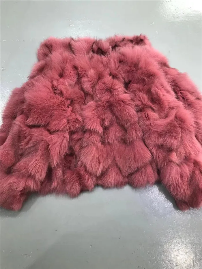 Rose red Горячая Распродажа, шуба из натурального Лисьего меха, шуба из натурального меха, зимняя женская шуба из толстого меха - Цвет: Rose red