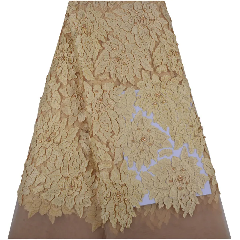 Последние нигерийские французские кружевные ткани Африканский тюль кружевная ткань с бисером высокое качество французская Сетка кружевная ткань для женского платья