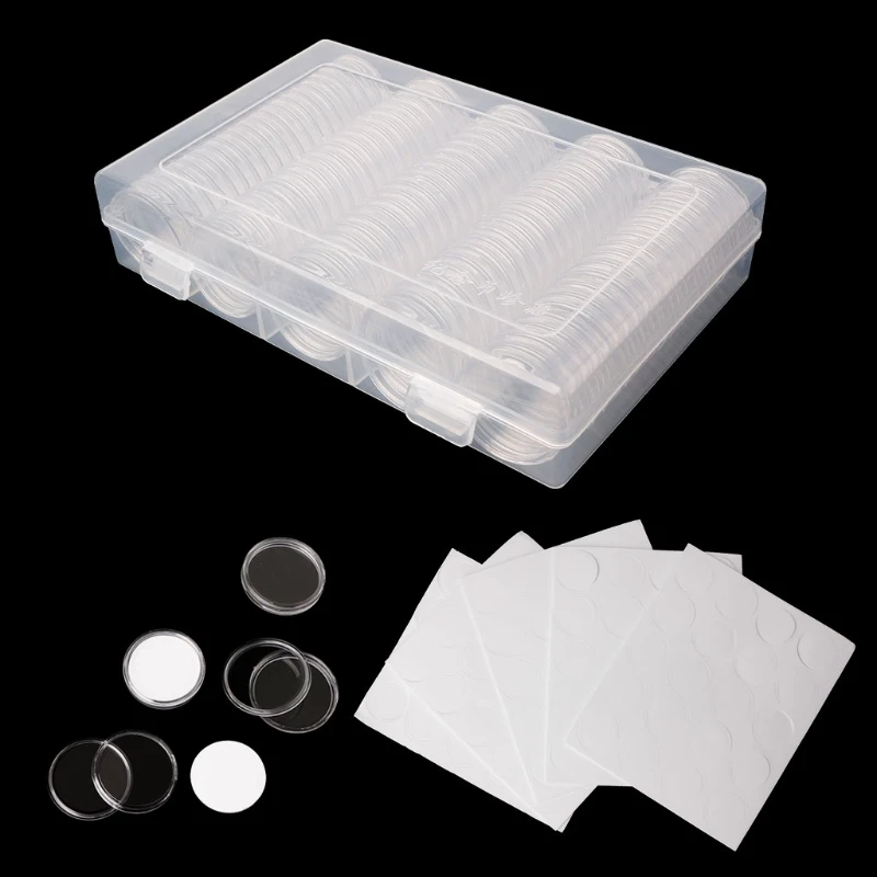 

30mm Coin Holder Capsule Storage Box With Two White Pad Rings For 25mm 27mm