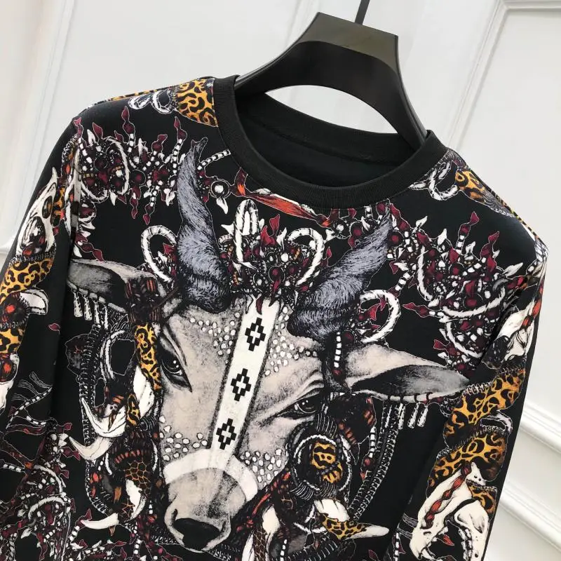 Осенняя популярная модная мужская Повседневная Толстовка с животным принтом