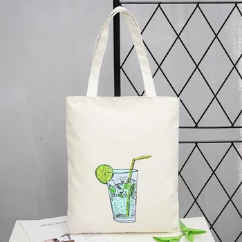 

Canvas Cloth Women Shopping Bag White Single Shoulder Casual Eco Bag For Girls Cute Dog Pattern Book Bag New