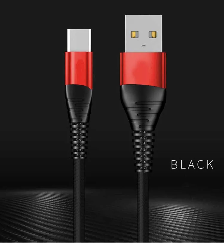 1 м 2 м 3 м usb type-C кабель для Xiaomi Redmi k20 pro USB C кабель для мобильного телефона Быстрая зарядка type-C кабель для устройств usb type-C - Цвет: Black