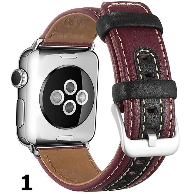 red black Кожаный ремешок для часов Apple Watch, итальянский ремешок из натуральной телячьей кожи, 38 мм, 40 мм, 42 мм, 44 мм, iWatch Series 5, 4, 3, 2, 1, ремешок из мягкой кожи - Цвет ремешка: red black