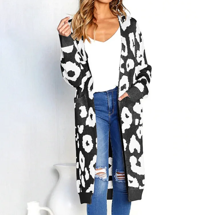 

Autumn And Winter Women Sweater Leopard Print Long Sleeve Jackets Fashion Warm Soft Sweaters Elegant Ladies Casual Loose