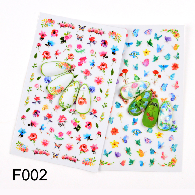 Nail Flower Letter Leaf Beauty Slider Bloom Colorful Plant Pattern 3D Manicure Sticker