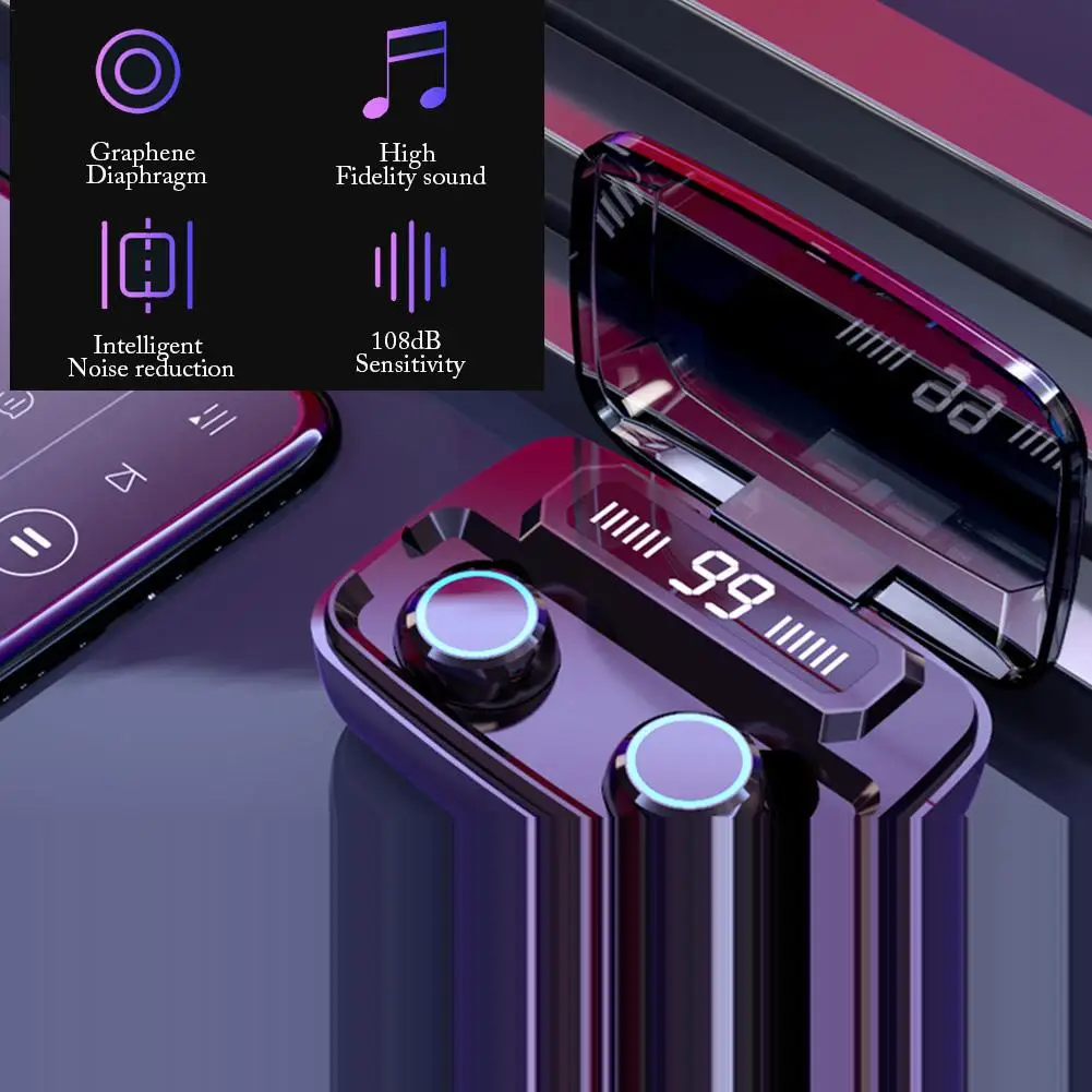 TWS наушники с цифровым дисплеем Touch 5,0 IPX7 Водонепроницаемая мини беспроводная bluetooth-гарнитура Q32 с бинауральным HD звонком# 5YL