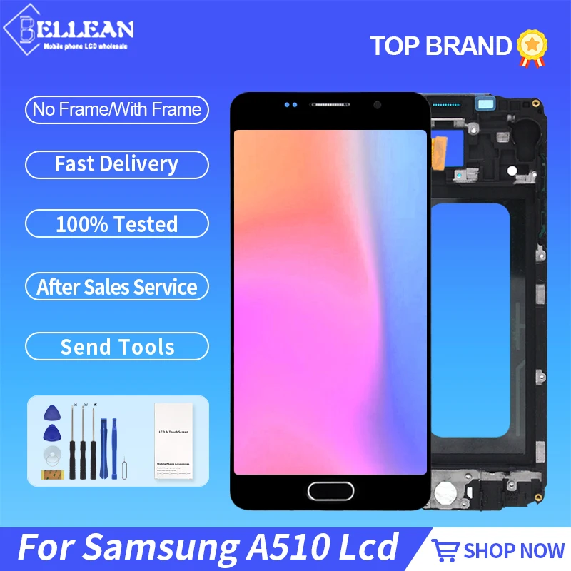 Catteny 5.2inch Super Amoled For Samsung Galaxy A510 Lcd Touch Screen Digitizer A510F Assembly A5 2016 Display Free Shipping | Мобильные