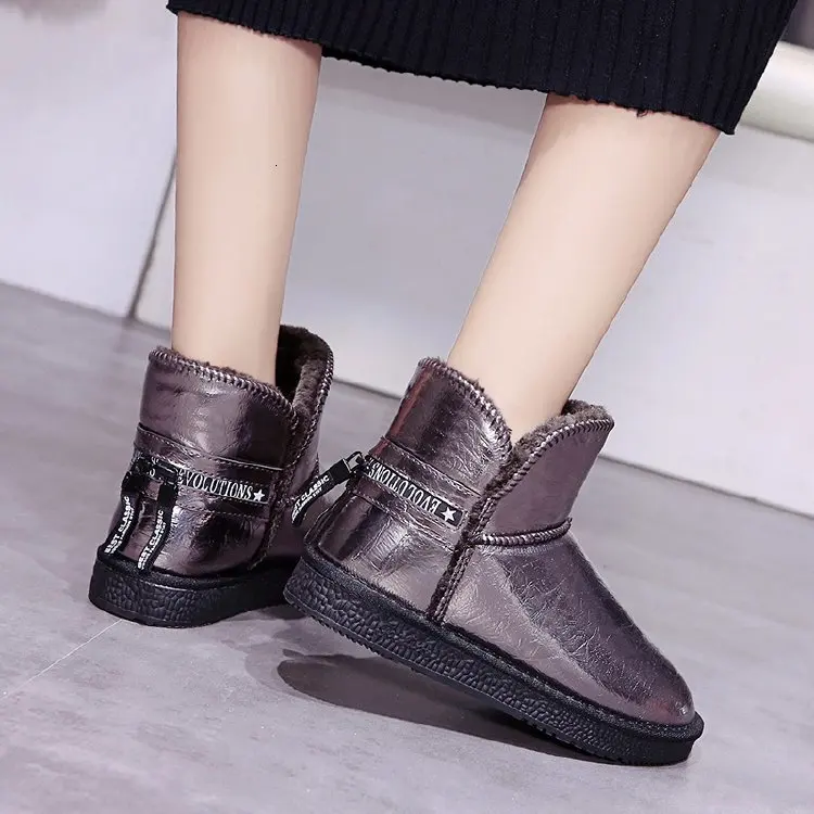Winter Woman Snow Boots Plush Warm Platform Ladies Shoes Genuine Leather Waterproof Fashion Basic Classic Women Ankle Boots