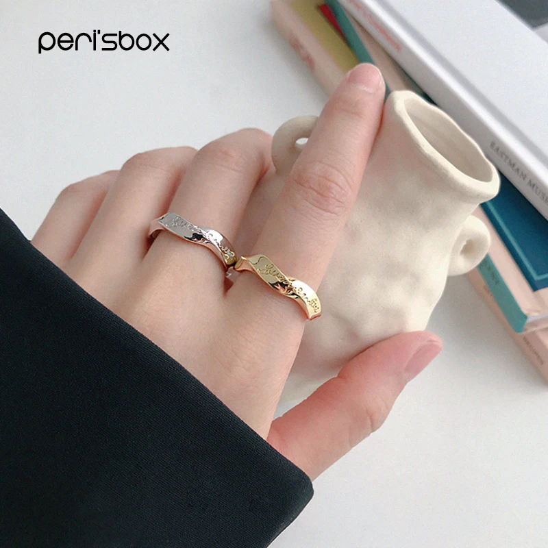 Женское кольцо в форме волны Peri'sBox Mobius серебряное с 925 пробы ювелирное изделие