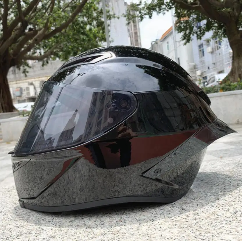 Мотоциклетный шлем с хвост персональный, шикарный мотоциклетный шлем для езды на мотоцикле, мужские и женские чисто черные шлемы