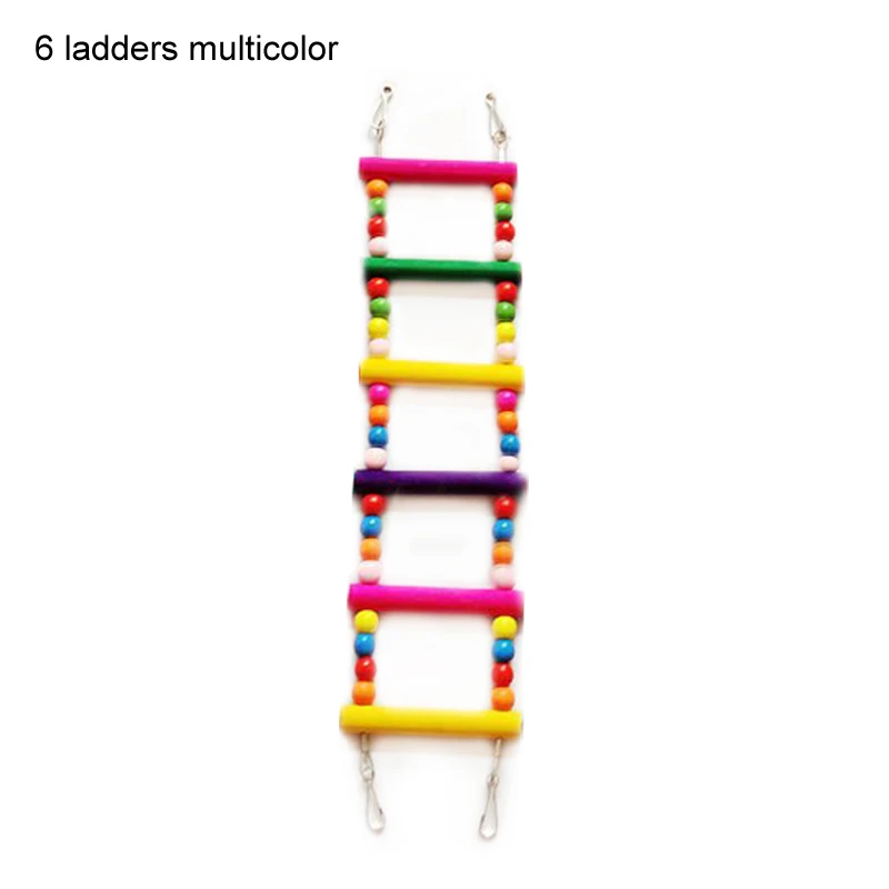 6 ladders multicolor 1 шт животное альпинистская лестница птица домашнее животное висячий красочный шар птица игрушка с натуральным деревянным лестница для попугая альпинистская птица игрушки принадлежности - Цвет: 6 ladders multicolor