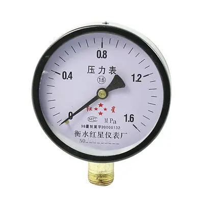 

M20x1.5mm Thread Black Round Air Water Pressure Gauge 1.6 Mpa