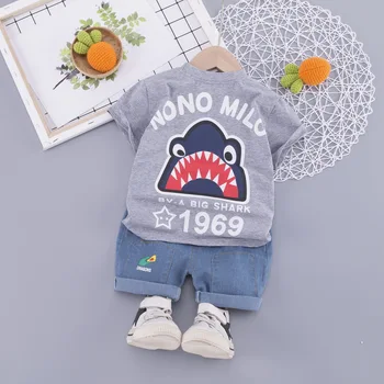 

Baby Boys Sets Summer Boys Sets Clothes T shirt+short Pants cotton sports Cartoon printed Set Children Suit 2020