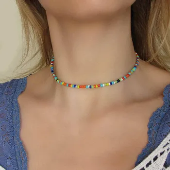 

TTLIFE Bohemian Handmade Rainbow Beads Choker Necklace Boho Candy Color Bead Satellite Necklace Women Fashion Jewelry Necklaces