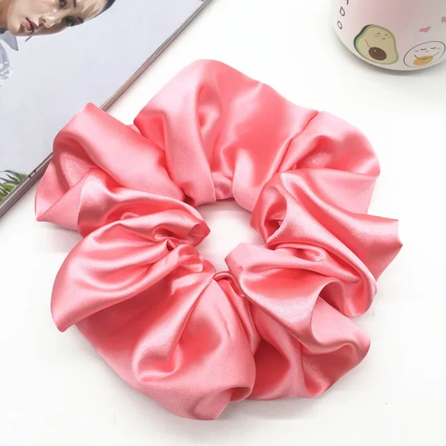 Oversized Hair Scrunchies For Women Solid Satin Silk Scrunchie Hair Rubber Bands Elastic Hair Ties Accessories Ponytail Holder C2