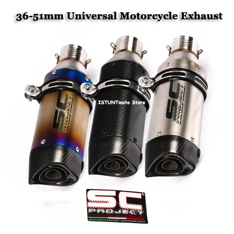 

51mm Inlet Universal Motorcycle Racing GP Exhaust Escape Modified Scooter Muffler For Z900 NINJA250 Z1000 Z400 R6 K8 RC390 MT07