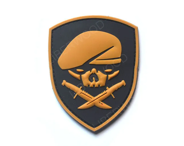 Morale Patches No Knife No Life SKULL PVC 3D Military Tactical Patch badge applique EMBLEM - Цвет: ORANGE 7cm x 8.6cm