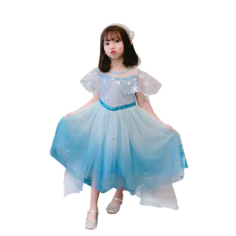 Новые детские платья Эльзы для девочек Костюмы принцессы Анны и Детские Вечерние