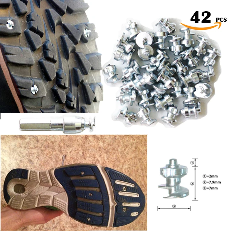 

42pcs Shoes Spikes Tyre for Bicycle Shoes Boots Motorbik car snow studs for fatbike Screw in Tire Stud Fishing Goujons a Vis