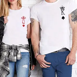 Покерный принт, короткий рукав, Повседневная парная футболка, модный новый стиль, сексуальные летние топы женские футболки с буквенным