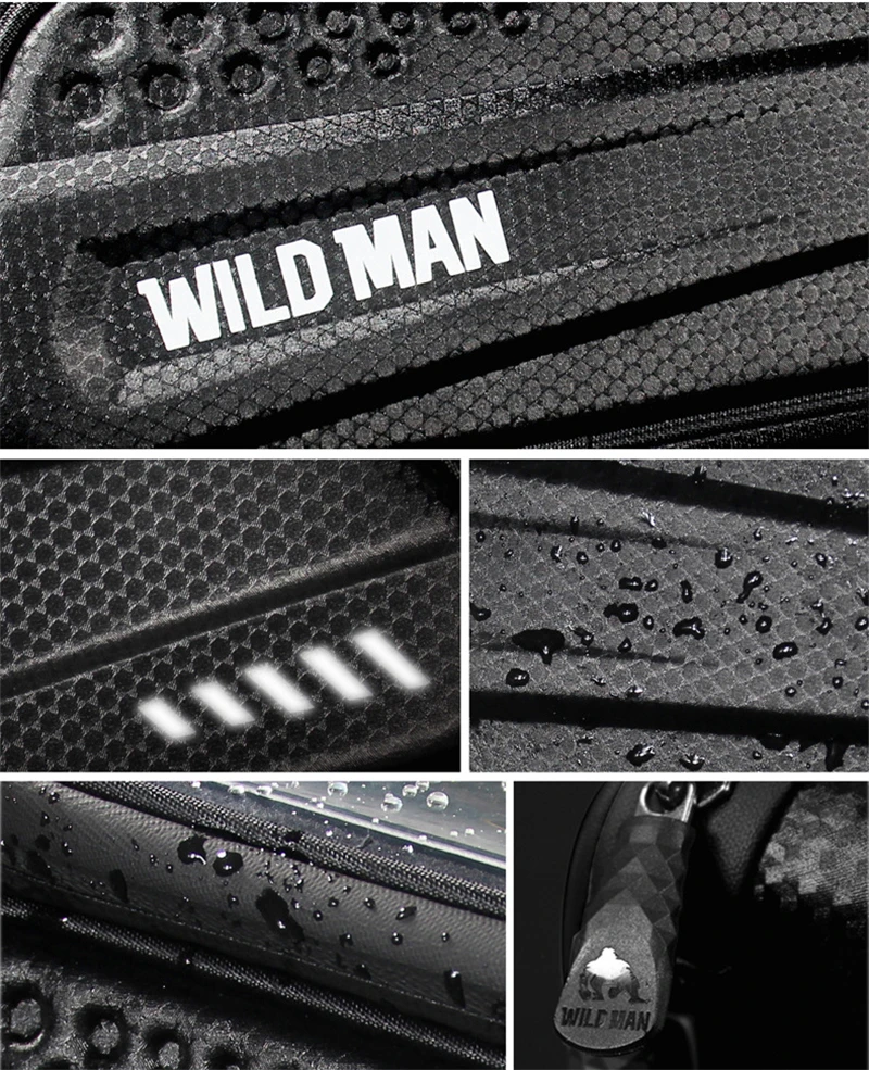 Cheap WILD MAN Hard Shell Bicycle Bag 6.2" Reflective Rainproof Touch Screen Phone Case Bag Bike Top Tube Bag Cycling Accessories 26