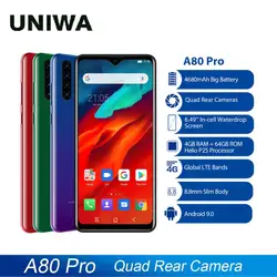 Blackview 4G мобильный телефон A80 Pro Quad задняя камера смартфон Octa Core 4 Гб + 64 ГБ Android 9,0 6,49 дюймов 4680 мАч глобальная версия
