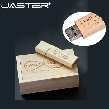 

JASTER Hot Wooden USB flash drive pen drives Maple wood+Packing box pendrive 4GB 8GB 16GB 32GB 64GB memory stick Wholesale