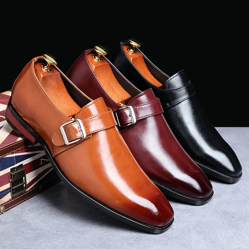 Мужские модельные туфли кожаные оксфорды без застежки Повседневная офисная