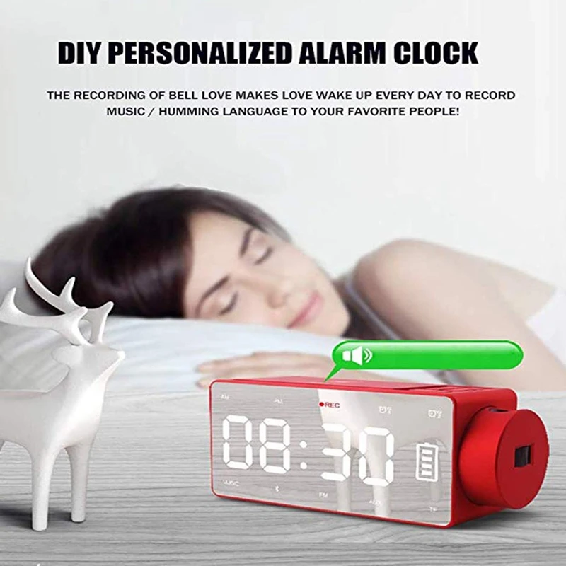 ABLA проекционный Будильник Bluetooth динамик с беспроводной зарядкой Diy рингтон, один щелчок повтора, Bluetooth динамик вызова, Fm Rad