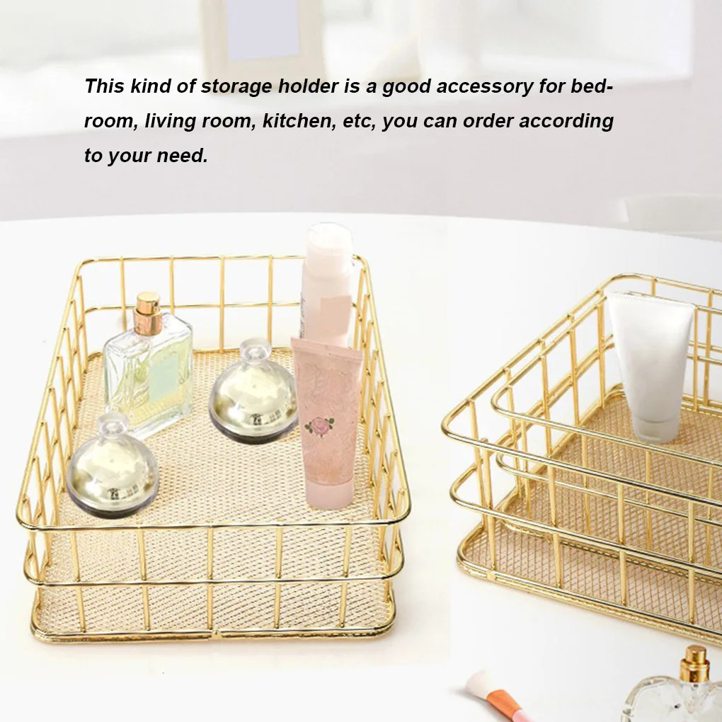 S L Size Storage Basket Golden Iron Storage Basket Multifunctional Wire Mesh Desktop Storage Organizer for Home Wicker Supplies 3