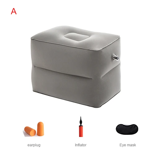 Foldable Inflatable Footrest Leg Foot Travel Supporter Rest Trip Accessories Pillow Portable Air Pad Kids Bed Cushion Supplies - Color: Grey A