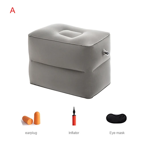 Grey A Foldable Inflatable Footrest Leg Foot Travel Supporter Rest Trip Accessories Pillow Portable Air Pad Kids Bed Cushion Supplies - Color: Grey A