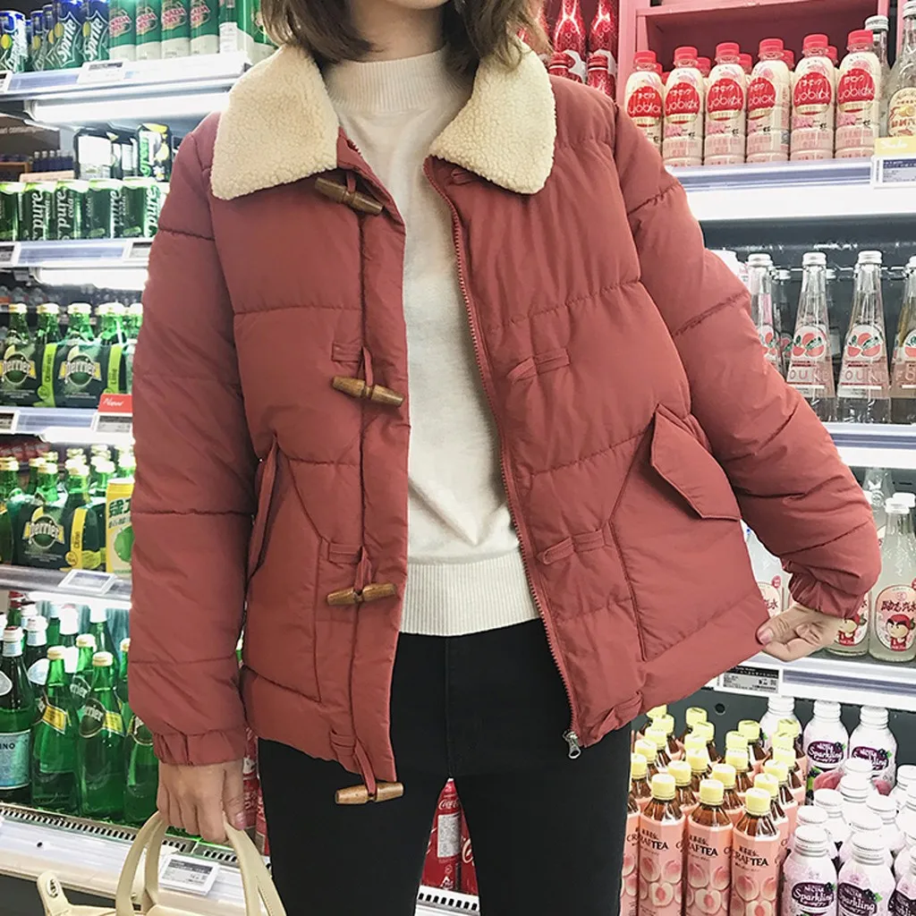 Зима Parkas Базовые Куртки женские зимние плюс бархатные пальто с капюшоном из овечьей шерсти Хлопковая женская зимняя куртка Верхняя одежда Пальто#3
