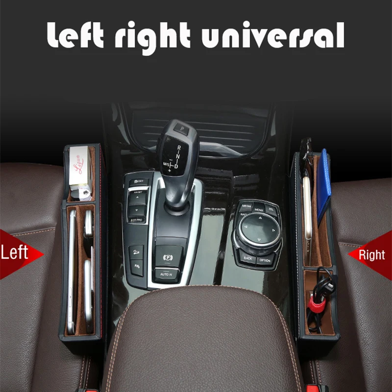 

Car Seat Gap Slit Pocket Catcher Organizer PU Leather Storage Box Phone Bottle Cups Holder Auto Car Accessories interior