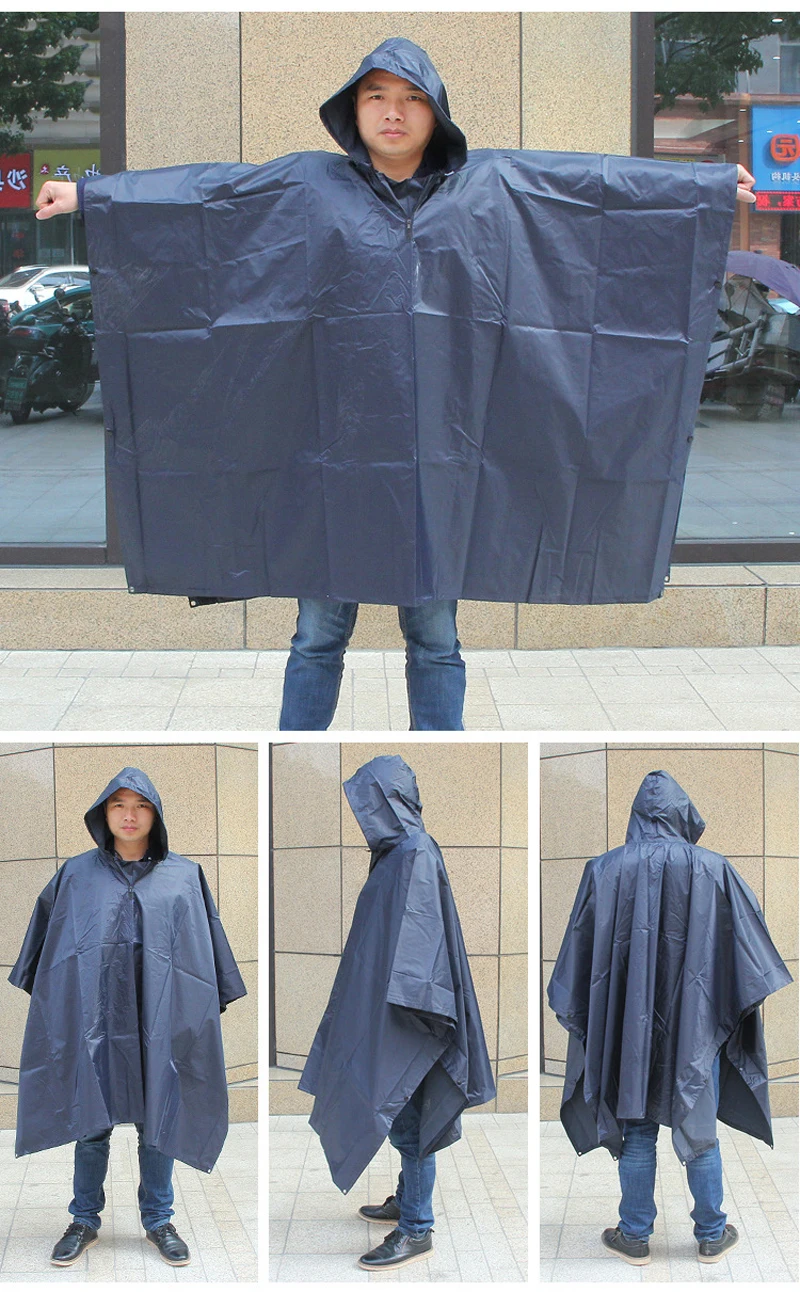 3 в 1 плащ-рюкзак дождевик с капюшоном для пешего туризма Велоспорт дождевик пончо водонепроницаемый палатка для кемпинга коврик