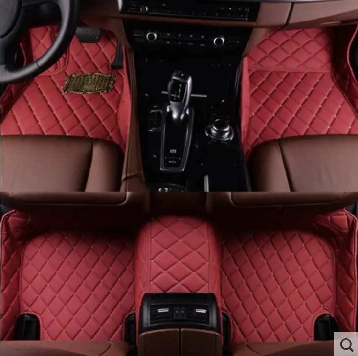 Авто коврики для Audi A5 S5 RS5 2008- ноги ковры Шаг Коврик высокое качество вышивка кожа провода катушки 2 слоя - Название цвета: Красный