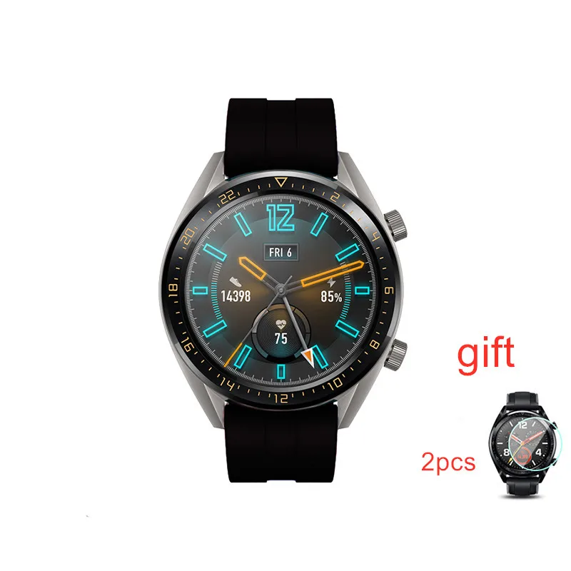 Черный PCTC силиконовый ремешок для huawei Watch GT Active/Элегантный ремешок для huawei Honor Magic Smart Защитная пленка для часов пленка - Цвет: Черный