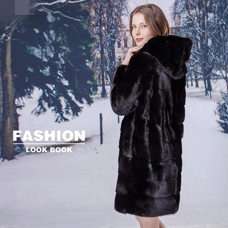 Hoody Style Роскошная натуральная норковая шуба куртка с кофта осень-зима натуральная женская меховая верхняя одежда плюс размер 4XL 5XL 6XL LF9068 - Цвет: Hoody Style