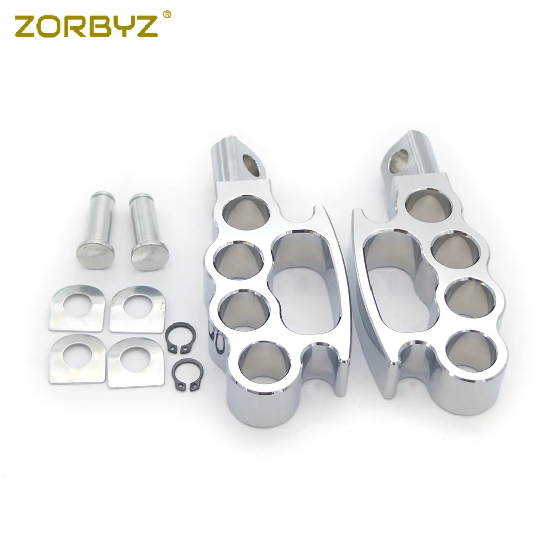 ZORBYZ 1 комплект хромированные летающие опорные подножки для костяшек на заказ педаль с монтажным комплектом шпильки для Harley V-Rod Sportster XL Dyna Softail