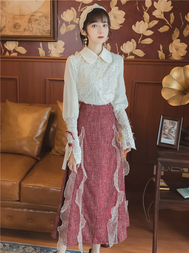 

2020 Spring New Style Immortal Skirt Western Style-Style Two-Piece Set by Age Tops with Skirt Set Long Skirts