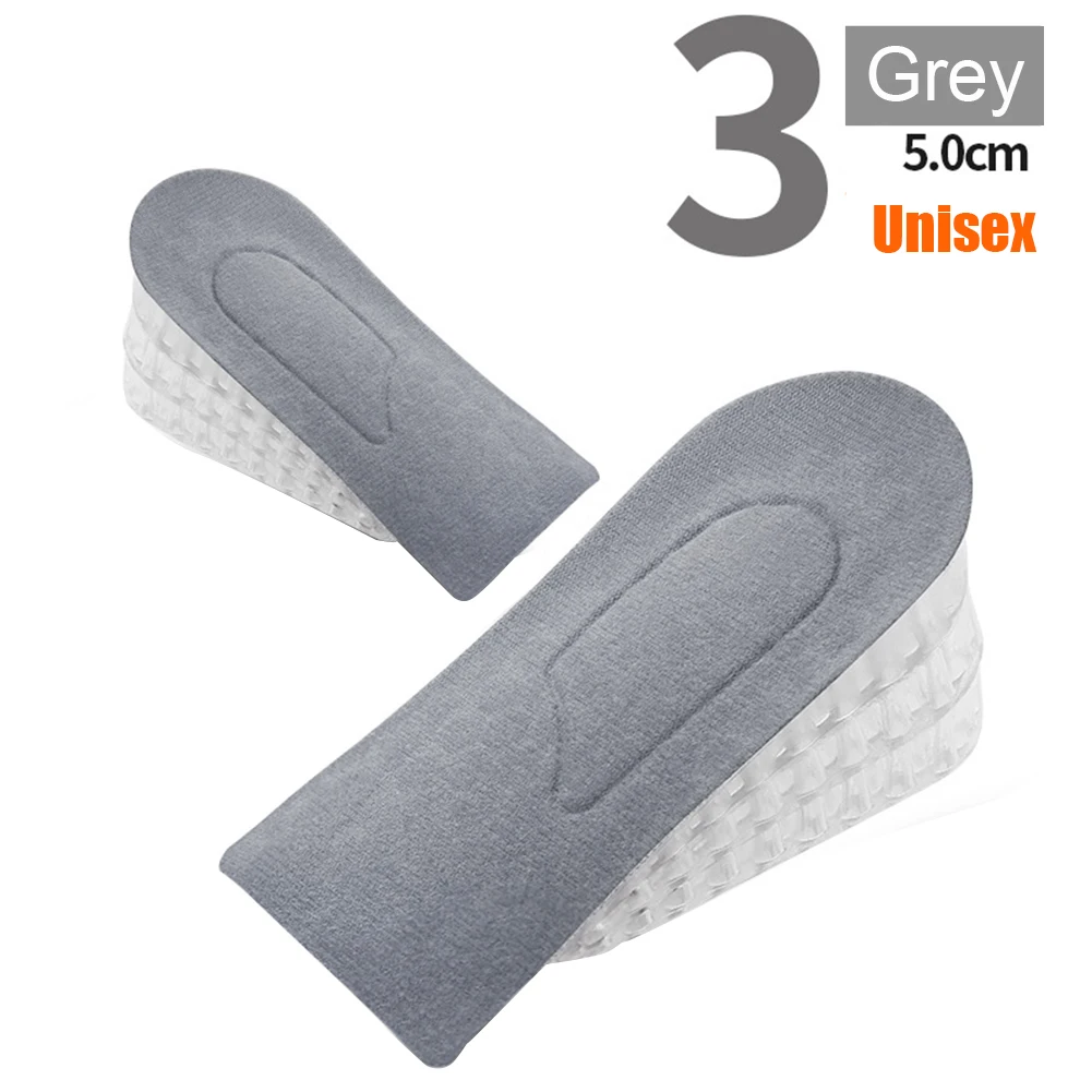 1pair Unisex Silicone Comfortable Inserts Invisible Height Insoles Five Layers max 6.5cm